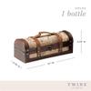 Twine Old World Wine Bottle Gift Box, Wooden Wine Box with Lid and Handle, Wood, Faux Leather, Antique Map Design, Holds 1 Bottle view 3