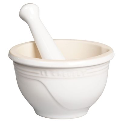 Le Creuset Stoneware Mortar and Pestle Set, 10 oz., White