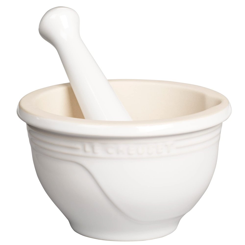 Le Creuset Stoneware Mortar and Pestle Set, 10 oz., White