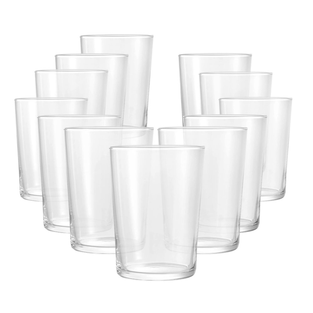 Bormioli Rocco Bodega Collection Glassware  Set Of 12 Maxi 17 Ounce Drinking Glasses For Water, Beverages & Cocktails  17oz Clear Tempered Glass Tumblers, Transparent
