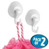 iDesign Power Lock Bathroom Shower Plastic Suction Cup Hooks for Loofah - Set of 2, White view 3