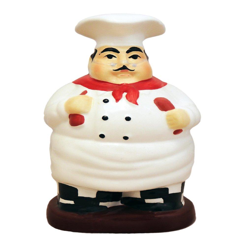 ACK Fat Chef Hand Painted Ceramic Utensil Jar, Utensil Holder, Modern Kitchen Decor, Kitchen Storage for Spoon, and More
