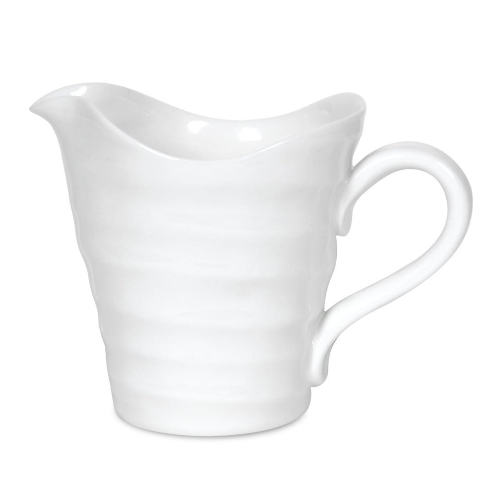 Portmeirion Sophie Conran White Small Pitcher with Handle | 8 Oz Creamer Pitcher for Coffee and Milk | Made from Fine Porcelain | Dishwasher and Microwave, Freezer & Oven Safe