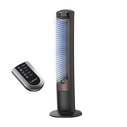Lasko Oscillating Tower Fan with Remote, Quiet Floor Fans for Bedroom, 42", Silver T42951