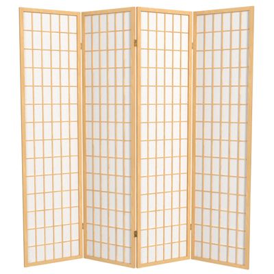 Red Lantern 6 ft. Tall Window Pane Shoji Screen - Natural - 4 Panels