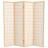Red Lantern 6 ft. Tall Window Pane Shoji Screen - Natural - 4 Panels view 1