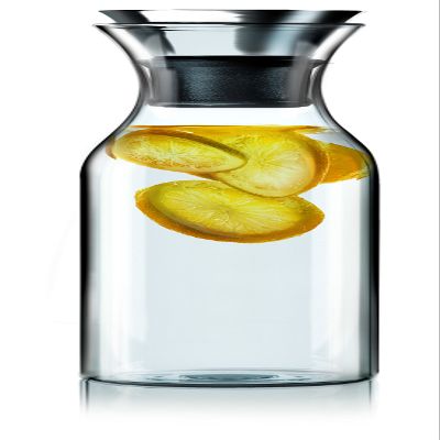 EVA SOLO | Fridge Carafe 1.0L | For Hot & Cold Drinks | 100% drip-free | Dishwasher-safe Borosilicate Glass | Stainless steel & Silicone Pouring Lip | Fits Most Refrigerator Doors | Danish Design