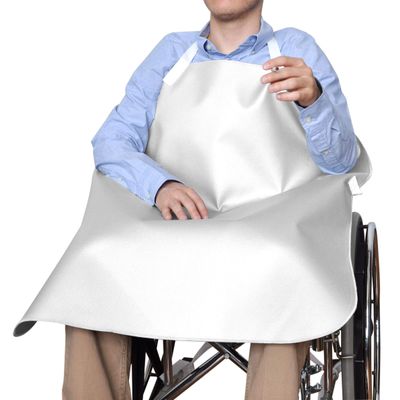 NYOrtho Smokers Apron 30" x 34" Standard White Flame-Retardant Wheelchair Cover for Smoking Safety Fireproof, Lightweight, Wipe-Clean Patient Protection Apron with Side Straps Made in USA
