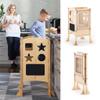 Guidecraft Classic Kitchen Helper - Natural: Adjustable Height, Folding Step Stool For Little Kids, Toddler Safety Cooking Tower with Write-on Wipe-off Message Boards. Kids Learning Furniture view 1