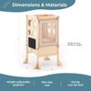 Guidecraft Classic Kitchen Helper - Natural: Adjustable Height, Folding Step Stool For Little Kids, Toddler Safety Cooking Tower with Write-on Wipe-off Message Boards. Kids Learning Furniture view 2