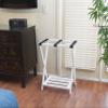 Lipper International 502W Right Height Folding Luggage Rack with Bottom Shelf, White Finish, 22 " x 13 " x 27 " view 3