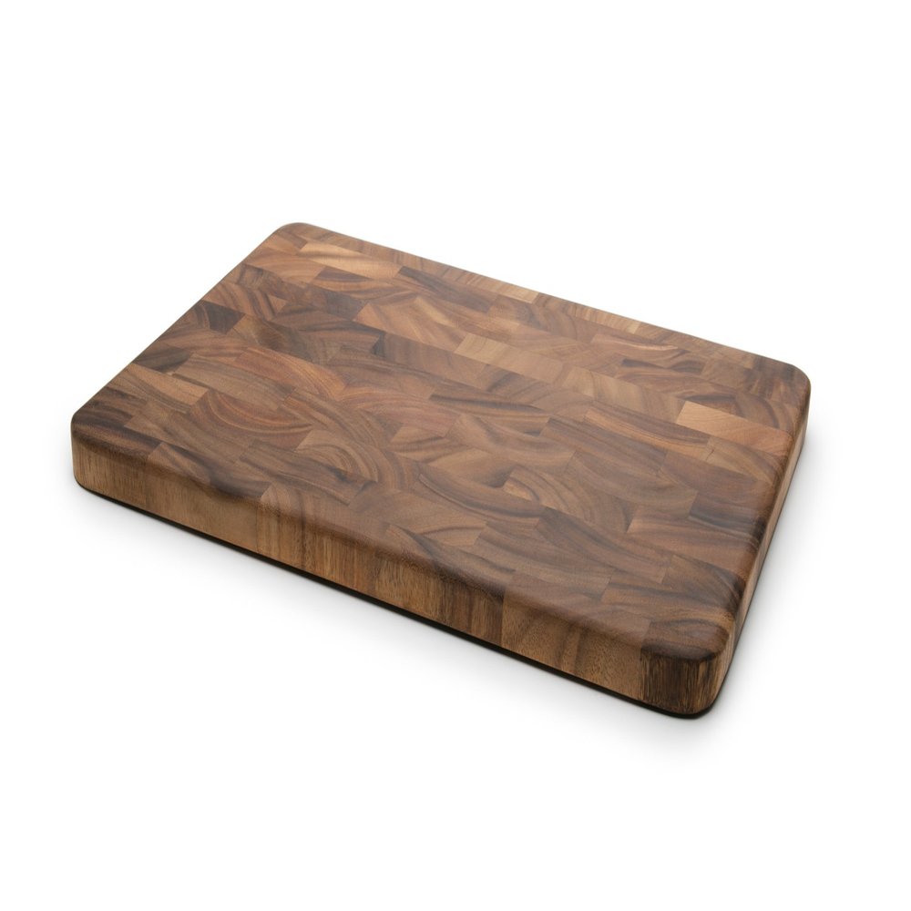 Ironwood Gourmet Large End Grain Prep Station Acacia Wood Cutting Board, 14 x 20-Inch, Brown