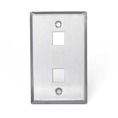 Leviton Stainless Steel QUICKPORT Wallplate, Single Gang, 2-Port, 43080-1S2