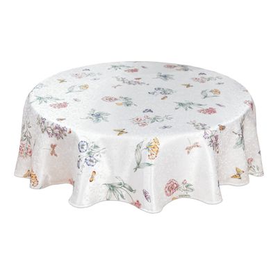 Lenox Butterfly Meadow 70 Round Tablecloth - Machine Washable, Wrinkle-Resistant, Table Cover