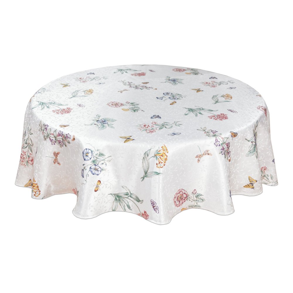 Lenox Butterfly Meadow 70 Round Tablecloth - Machine Washable, Wrinkle-Resistant, Table Cover