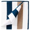 Laguna Beach Textile Co. Striped Cabana Beach Towel - Oversized, Plush 630 GSM Cotton - Ocean Blue and Almond Beige view 1