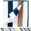 Laguna Beach Textile Co. Striped Cabana Beach Towel - Oversized, Plush 630 GSM Cotton - Ocean Blue and Almond Beige view 2