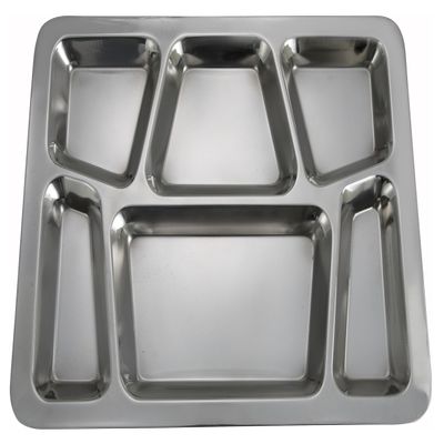 Winco - SMT-2 Winco 6-Compartment Mess Tray, Style B, Stainless Steel, Medium