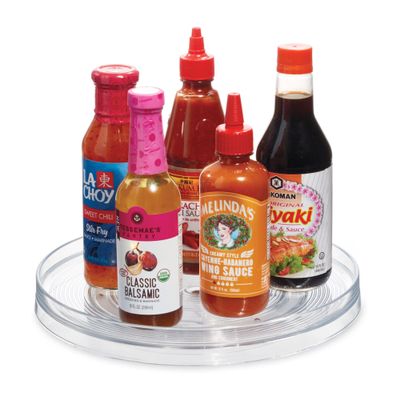 iDesign Recycled Plastic Lazy Susan Turntable Organizer, The Linus Collection  11 x 1.75, Clear