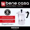 Bene Casa BC Classics BC-17730 6-Cup Aluminum Espresso Maker, Silver view 2