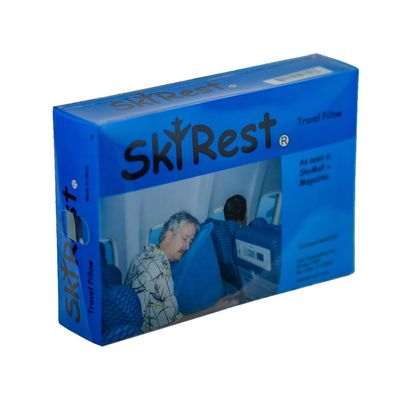 SkyRest Inflatable Head Neck Rest Travel Pillow - Portable Patented Design Napping Pillows for Airplanes Buses Cars Office Trains Outdoor Camping - Gift for Men Women