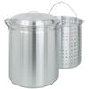 Bayou Classic 4034 34-qt Aluminum Stockpot w/Basket Features Domed Vented Lid Heavy Riveted Handles Perforated Aluminum Basket Perfect For Boiling Steaming and Canning Handcrafted Desig view 1