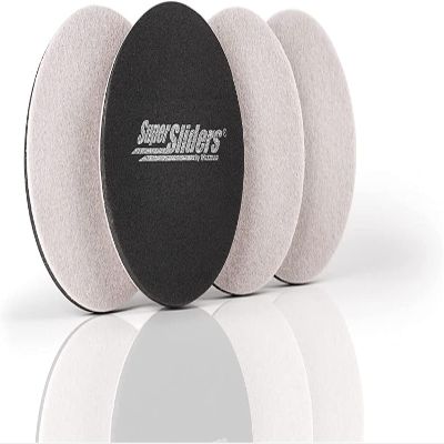 Super Sliders 3 1/2" Round Reusable Furniture Sliders or Movers for Hardwood to Move Mid-Sized Items, Beige (4 Pack)