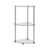 Convenience Concepts Designs2Go Classic Glass 3-Tier Corner Shelf 13.75" - Modern Media Bookshelf with Storage Shelves for Living Room, Display Storage Shelves for Family Room, Bathroom, Office, Glass/Chrome view 1