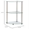 Convenience Concepts Designs2Go Classic Glass 3-Tier Corner Shelf 13.75" - Modern Media Bookshelf with Storage Shelves for Living Room, Display Storage Shelves for Family Room, Bathroom, Office, Glass/Chrome view 3