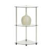 Convenience Concepts Designs2Go Classic Glass 3-Tier Corner Shelf 13.75" - Modern Media Bookshelf with Storage Shelves for Living Room, Display Storage Shelves for Family Room, Bathroom, Office, Glass/Chrome view 4