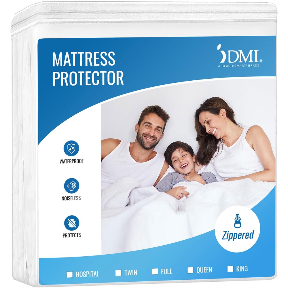 DMI Waterproof Mattress Protector, Mattress Pad, Waterproof Mattress Cover, Bed Pad and Bed Coverr, Encased Zippered Fit, King, White