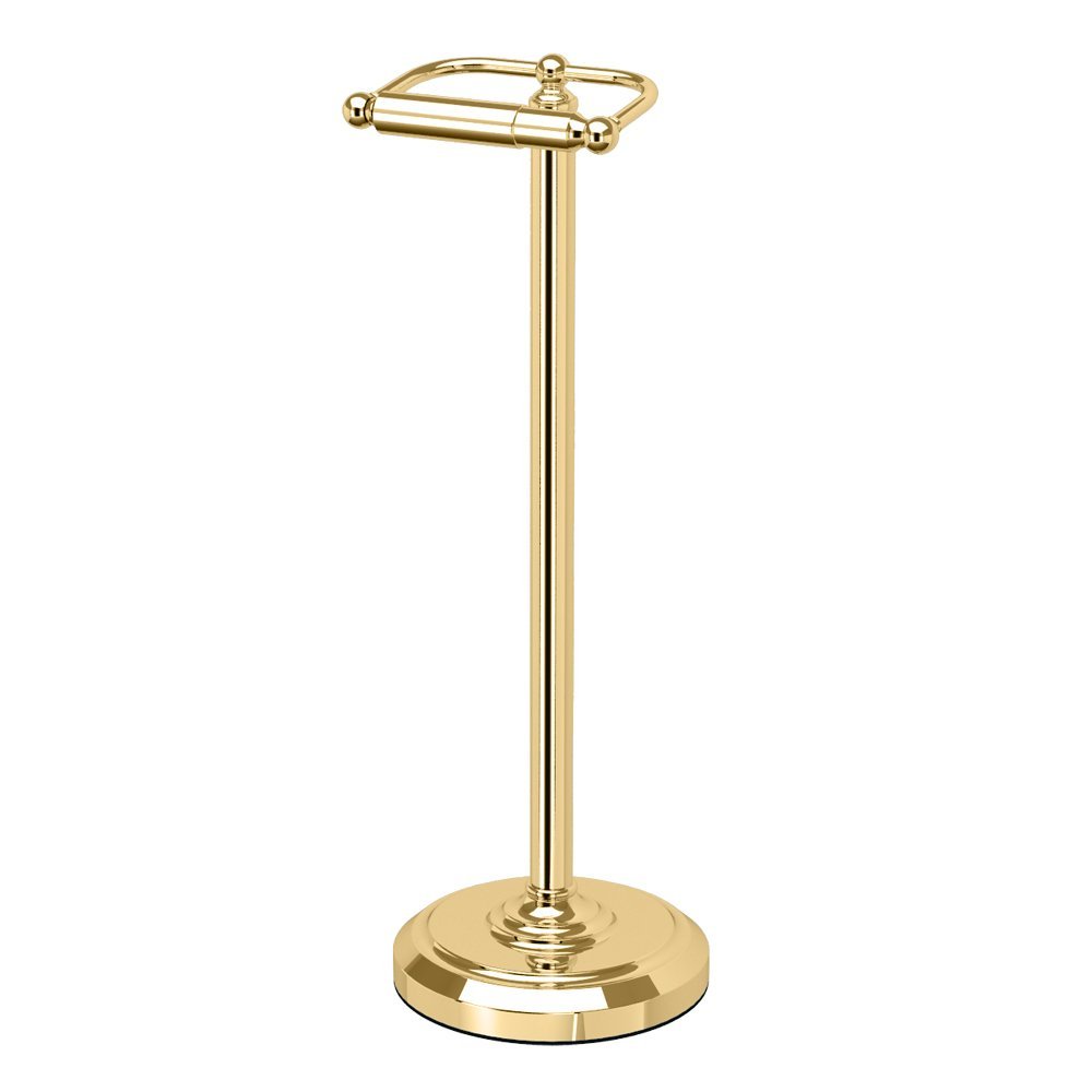 Home Accents Brass Toilet Paper Holder, Freestanding Pedestal Tissue Stand, 22" Height, Floor Standing Bathroom Holder