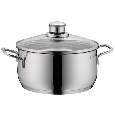 WMF cookware 20 cm Approx. 3l Diadem Plus Pouring Rim Glass lid Cromargan Stainless Steel Brushed Suitable for All Stove Tops Including Induction Dishwasher-Safe