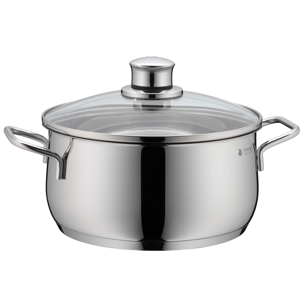 WMF cookware 20 cm Approx. 3l Diadem Plus Pouring Rim Glass lid Cromargan Stainless Steel Brushed Suitable for All Stove Tops Including Induction Dishwasher-Safe