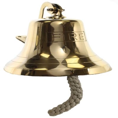 Solid Brass Engraved Bracket Bell "Fire"