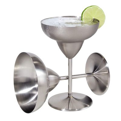 OGGI Stainless Steel Margarita Glasses - 12oz, Set of 2 - Unbreakable Margarita Glasses, Ideal Outdoor Margarita Glasses for Boating, RV, Parties, Stylish Cocktail Glasses & Margarita Glass Gift Set