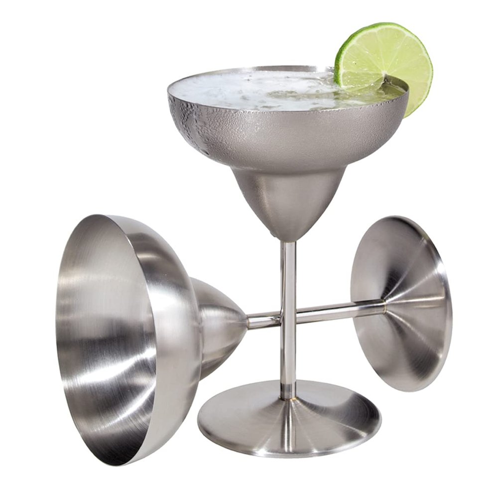 OGGI Stainless Steel Margarita Glasses - 12oz, Set of 2 - Unbreakable Margarita Glasses, Ideal Outdoor Margarita Glasses for Boating, RV, Parties, Stylish Cocktail Glasses & Margarita Glass Gift Set