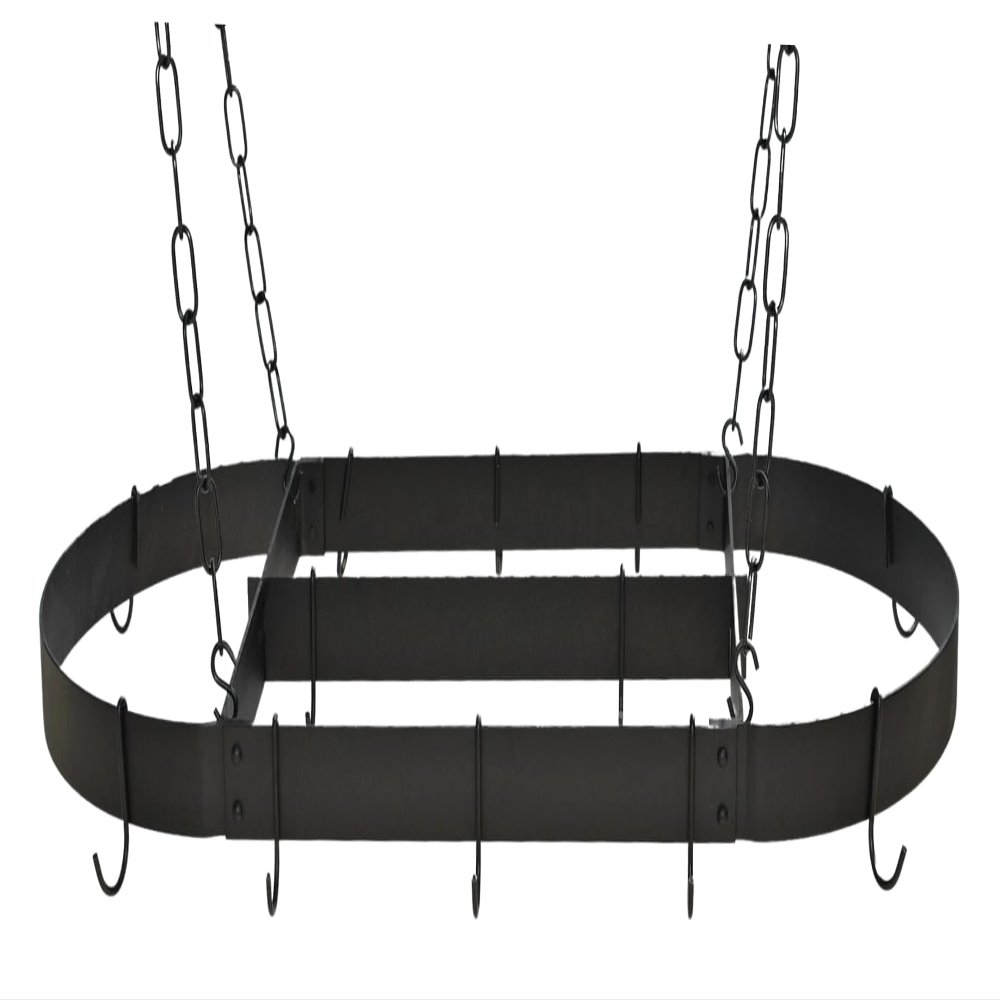 Rogar Black Oval Pot Rack with Center Bar 34-in.