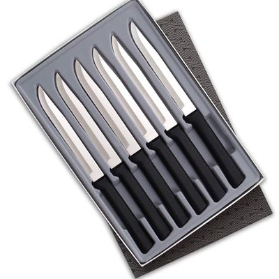 RADA Cutlery Six Utility/Steak Knives Gift Set (G206), 6-Piece Knife Set, Stainless Steel Blades, Made in USA, Black Handles