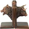 Treasure of Nature Bronze Plated Resin Sculptures Bear & Bull Head Bookends 9" w X 8" h New view 1