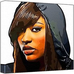 Jazmine Sullivan - Pop Art Print (Multicolour; White Background) 50 x 50 x 2.5 cm Large Square Deep Box Canvas Art Print for Living Room