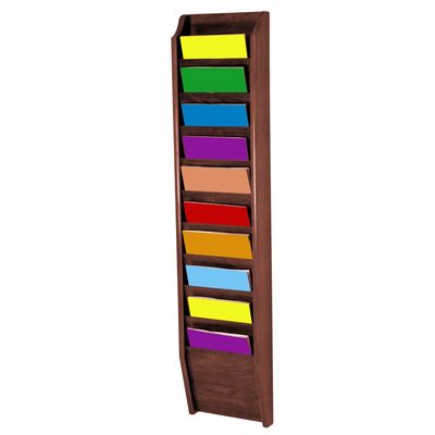 Wooden Mallet 10-Pocket Cascade Magazine Rack, Mahogany