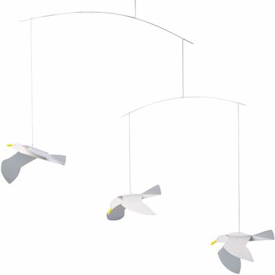 Flensted Mobiles Soaring Seagulls Hanging Mobile - 16 Inches Plastic - Handmade in Denmark - Home Decor, Unisex, Hanging Mount