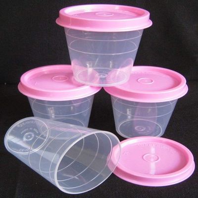 Tupperware Vintage Square Spice Containers Set of 4, Clear with Light Pink Seals, 4L, Leak Proof, BPA Free