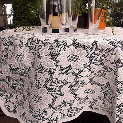 AK TRADING CO. 60" Round Floral Lace Crochet Tablecloth Overlay  Ivory Elegant Table Cover for Weddings & Home Dcor