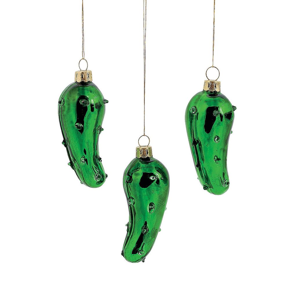 Hand Blown Glass Pickle Christmas Ornaments - Set of 12 - Holiday Home Decor