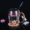 Bestbling Creative Handmade Enamel Home Decration Enamel Flower Crystal Glass Coffee Tea Water Cup (32CL, Chrysanthemum) view 3