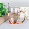 Bestbling Creative Handmade Enamel Home Decration Enamel Flower Crystal Glass Coffee Tea Water Cup (32CL, Chrysanthemum) view 4