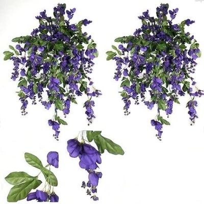 TWO 3' Artificial Wisteria Hanging Flower Bushes, with No Pot,