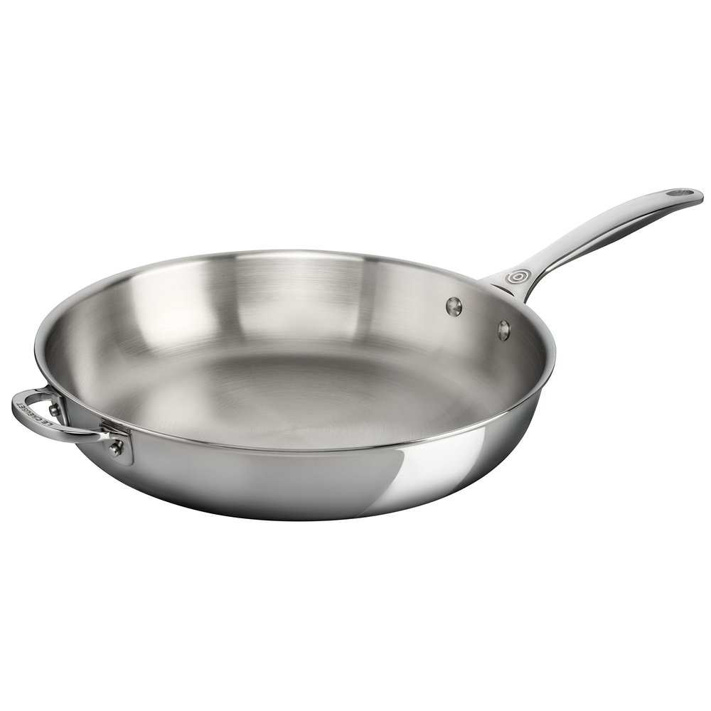 Le Creuset Tri-Ply Stainless Steel 12.5" Deep Fry Pan with Helper Handle